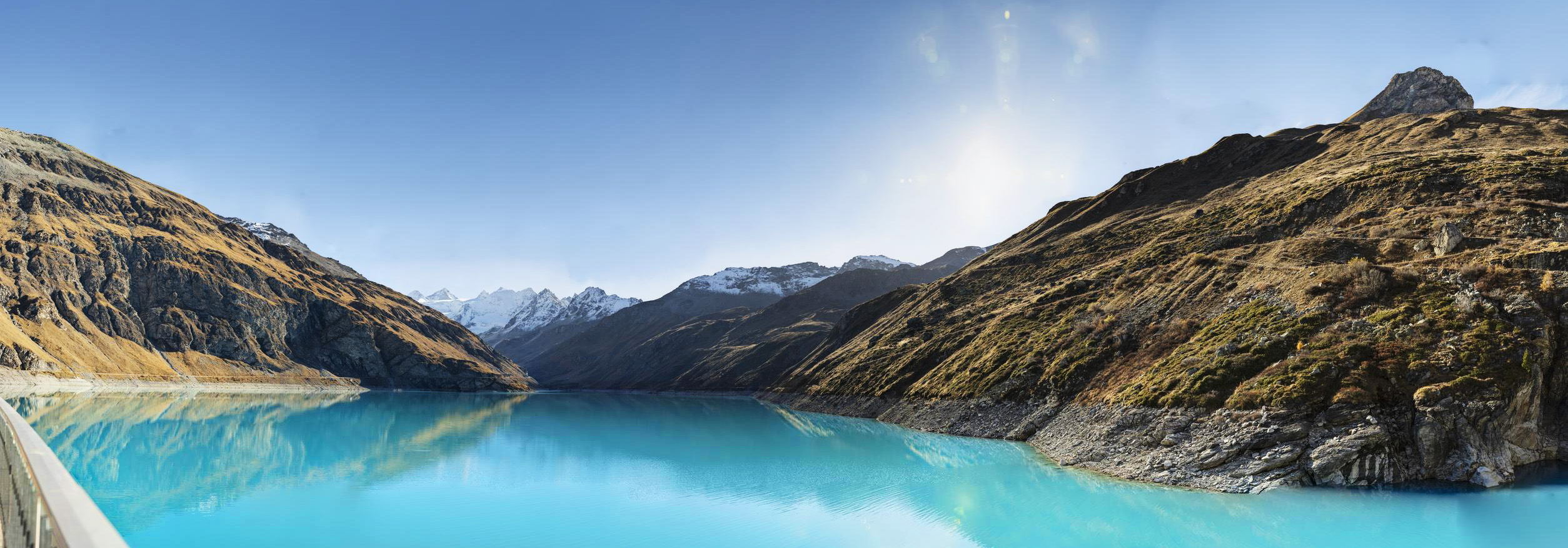 Lac de Moiry, Valais. Shot from the crest of the 148 m dam at 2,249 m, facing the Dent Blanche — one photograph, just under 44 real gigapixels.